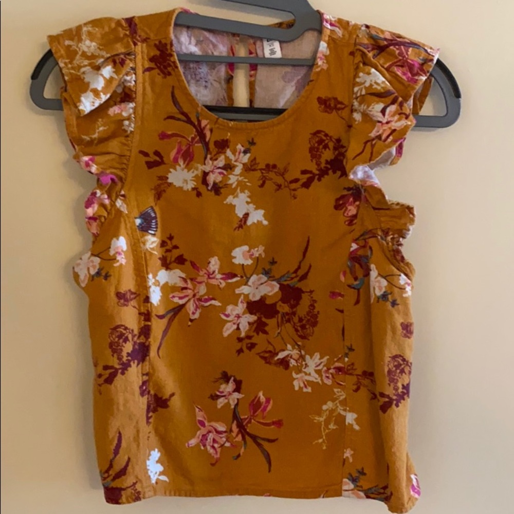 Mustard floral crop top